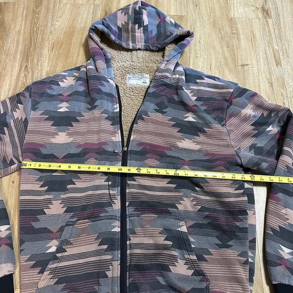 Big Ball Sports Men's Aztec Sherpa Lined Full Zipper Hooded Jacket - Picture 4 of 8